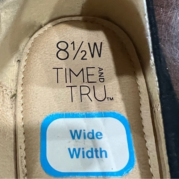 time and tru Black Suede Pointed Toe Memory Foam Flats Size 8 1/2 Wide Women's - Picture 2 of 11